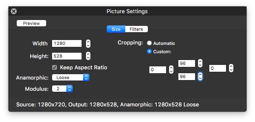 HandBrake letterbox crop
